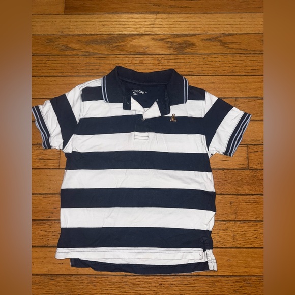 GAP Blue and White Striped Polo Shirt - Picture 1 of 1